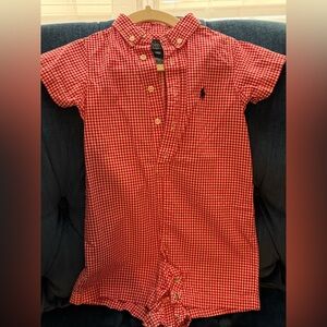 Polo by Ralph Lauren Red Gingham Button-Front Kids Romper